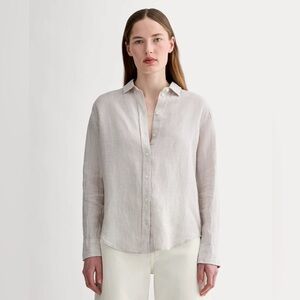 Everlane - MUST-HAVE SHIRT IN LINEN - Stone/ white - Women’s Sz 8